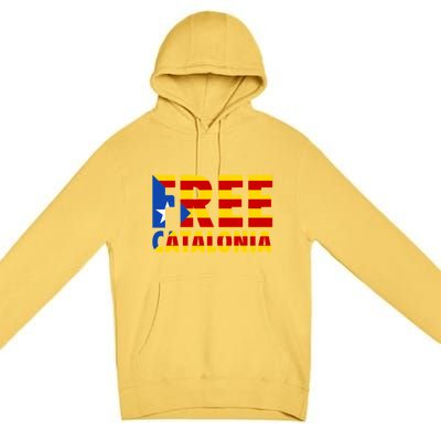 Free Catalonia With Catalonia Flag Premium Pullover Hoodie