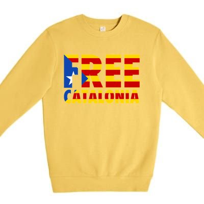 Free Catalonia With Catalonia Flag Premium Crewneck Sweatshirt