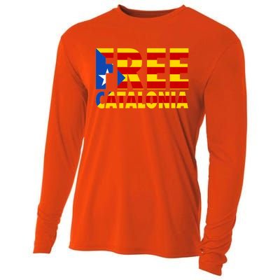 Free Catalonia With Catalonia Flag Cooling Performance Long Sleeve Crew