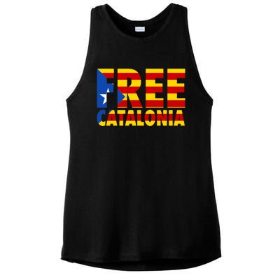 Free Catalonia With Catalonia Flag Ladies PosiCharge Tri-Blend Wicking Tank