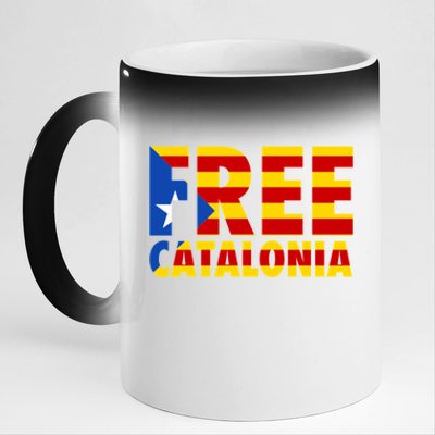 Free Catalonia With Catalonia Flag 11oz Black Color Changing Mug