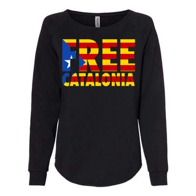 Free Catalonia With Catalonia Flag Womens California Wash Sweatshirt