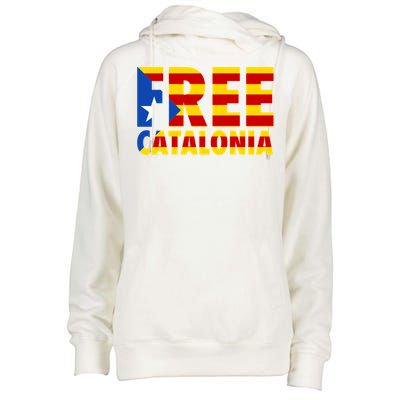 Free Catalonia With Catalonia Flag Womens Funnel Neck Pullover Hood