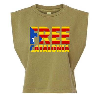 Free Catalonia With Catalonia Flag Garment-Dyed Women's Muscle Tee