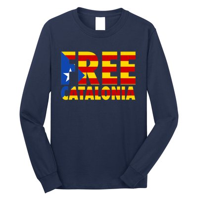 Free Catalonia With Catalonia Flag Long Sleeve Shirt