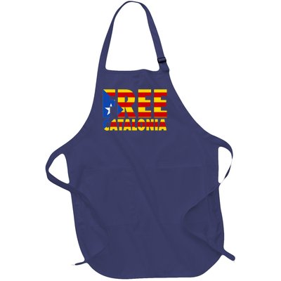 Free Catalonia With Catalonia Flag Full-Length Apron With Pockets