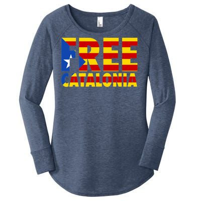 Free Catalonia With Catalonia Flag Women's Perfect Tri Tunic Long Sleeve Shirt