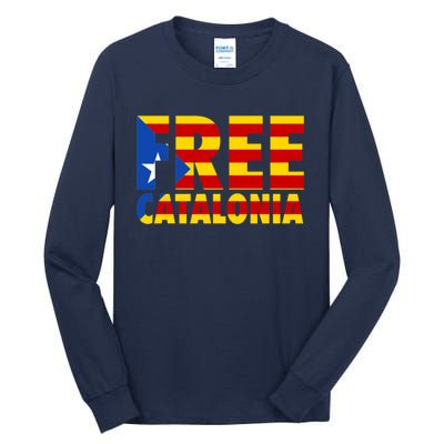 Free Catalonia With Catalonia Flag Tall Long Sleeve T-Shirt