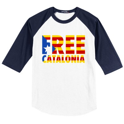 Free Catalonia With Catalonia Flag Baseball Sleeve Shirt