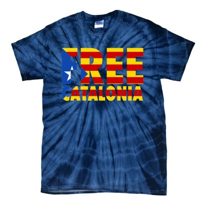 Free Catalonia With Catalonia Flag Tie-Dye T-Shirt