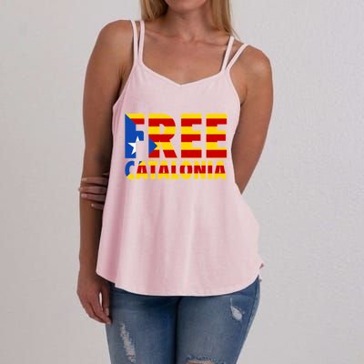 Free Catalonia With Catalonia Flag Women's Strappy Tank