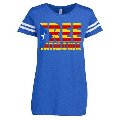 Free Catalonia With Catalonia Flag Enza Ladies Jersey Football T-Shirt