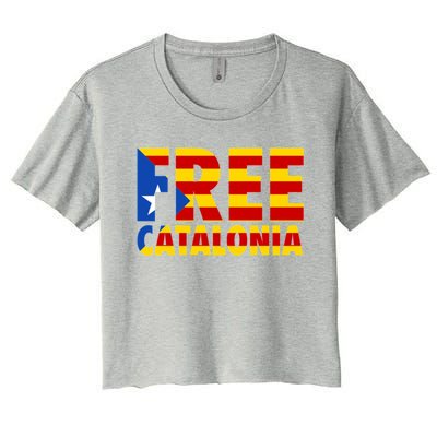 Free Catalonia With Catalonia Flag Women's Crop Top Tee