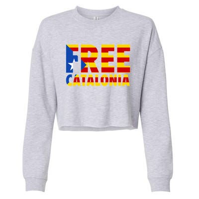 Free Catalonia With Catalonia Flag Cropped Pullover Crew