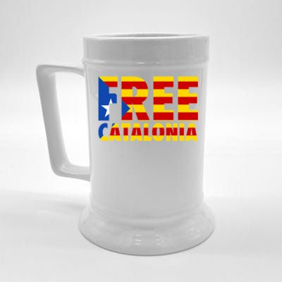 Free Catalonia With Catalonia Flag Beer Stein