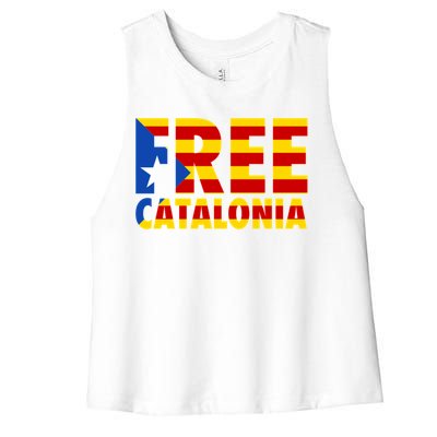 Free Catalonia With Catalonia Flag Women's Racerback Cropped Tank