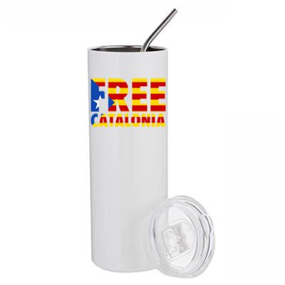 Free Catalonia With Catalonia Flag Stainless Steel Tumbler