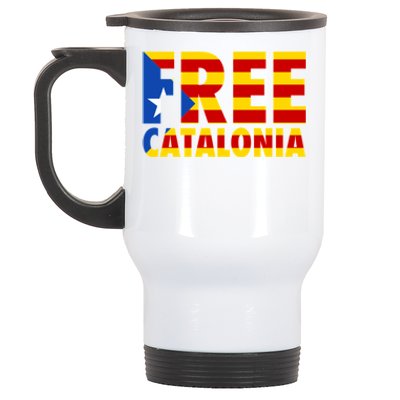 Free Catalonia With Catalonia Flag Stainless Steel Travel Mug