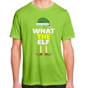 Funny Christmas What The Elf Distressed Gift Adult ChromaSoft Performance T-Shirt