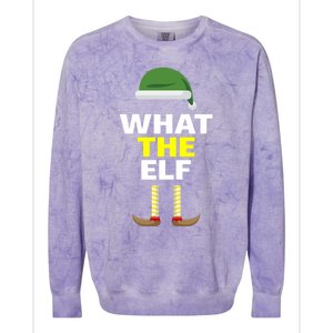 Funny Christmas What The Elf Distressed Gift Colorblast Crewneck Sweatshirt