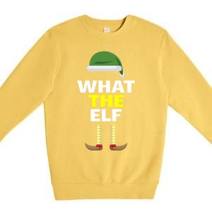 Funny Christmas What The Elf Distressed Gift Premium Crewneck Sweatshirt