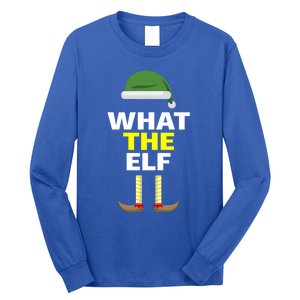 Funny Christmas What The Elf Distressed Gift Long Sleeve Shirt