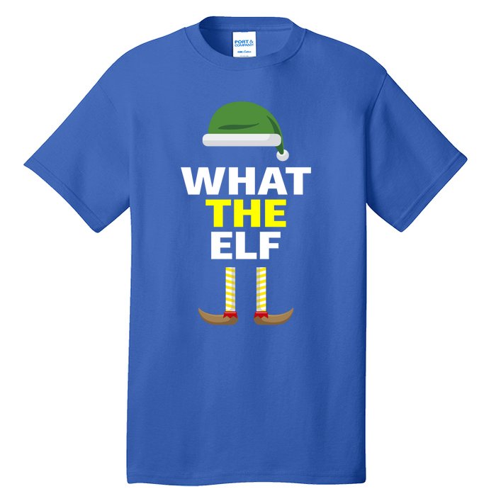 Funny Christmas What The Elf Distressed Gift Tall T-Shirt