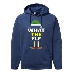 Funny Christmas What The Elf Distressed Gift Performance Fleece Hoodie