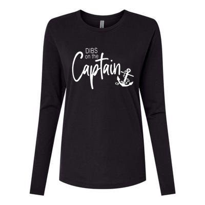 Funny Captain Wife Dibs On The Captain Womens Cotton Relaxed Long Sleeve T-Shirt