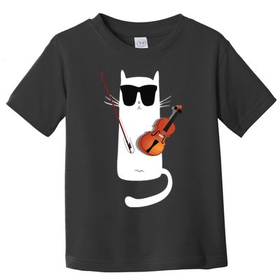 Funny Cat Wearing Sunglasses Playing Violin Toddler T-Shirt