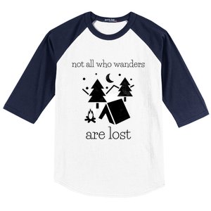 Funny Camping World Not All Who Wanders Are Lost Camper Gift Baseball Sleeve Shirt