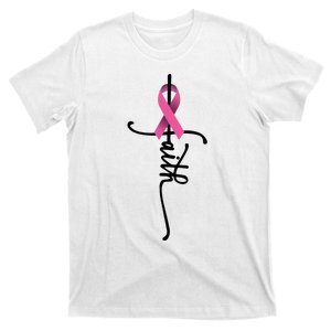 Faith Cross Warrior Survivor Ribbon Breast Cancer T-Shirt