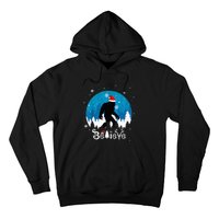 Funny Christmas Xmas Bigfoot Believe Sasquatch In Moon Light Hoodie