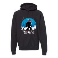 Funny Christmas Xmas Bigfoot Believe Sasquatch In Moon Light Premium Hoodie