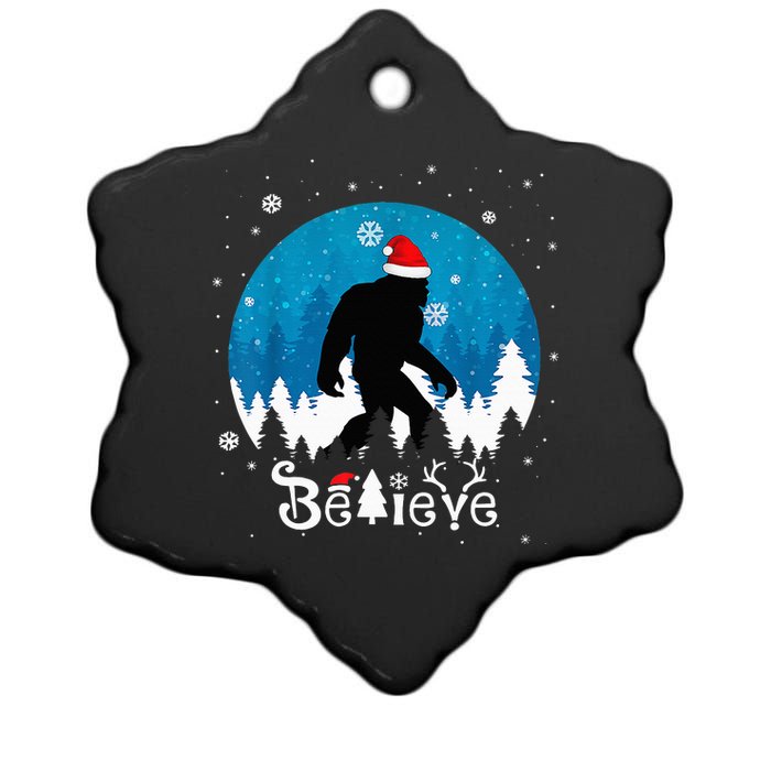 Funny Christmas Xmas Bigfoot Believe Sasquatch In Moon Light Ceramic Star Ornament