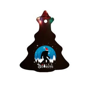 Funny Christmas Xmas Bigfoot Believe Sasquatch In Moon Light Ceramic Tree Ornament