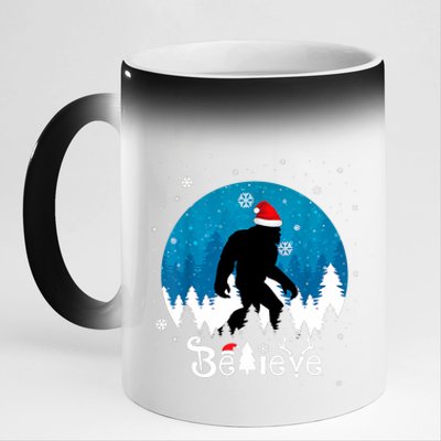 Funny Christmas Xmas Bigfoot Believe Sasquatch In Moon Light 11oz Black Color Changing Mug