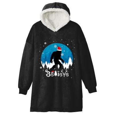 Funny Christmas Xmas Bigfoot Believe Sasquatch In Moon Light Hooded Wearable Blanket