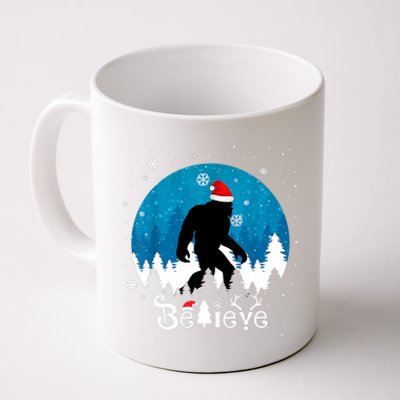 Funny Christmas Xmas Bigfoot Believe Sasquatch In Moon Light Coffee Mug