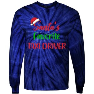 Funny Christmas Xmas Santas Favorite Taxi Driver Tie-Dye Long Sleeve Shirt