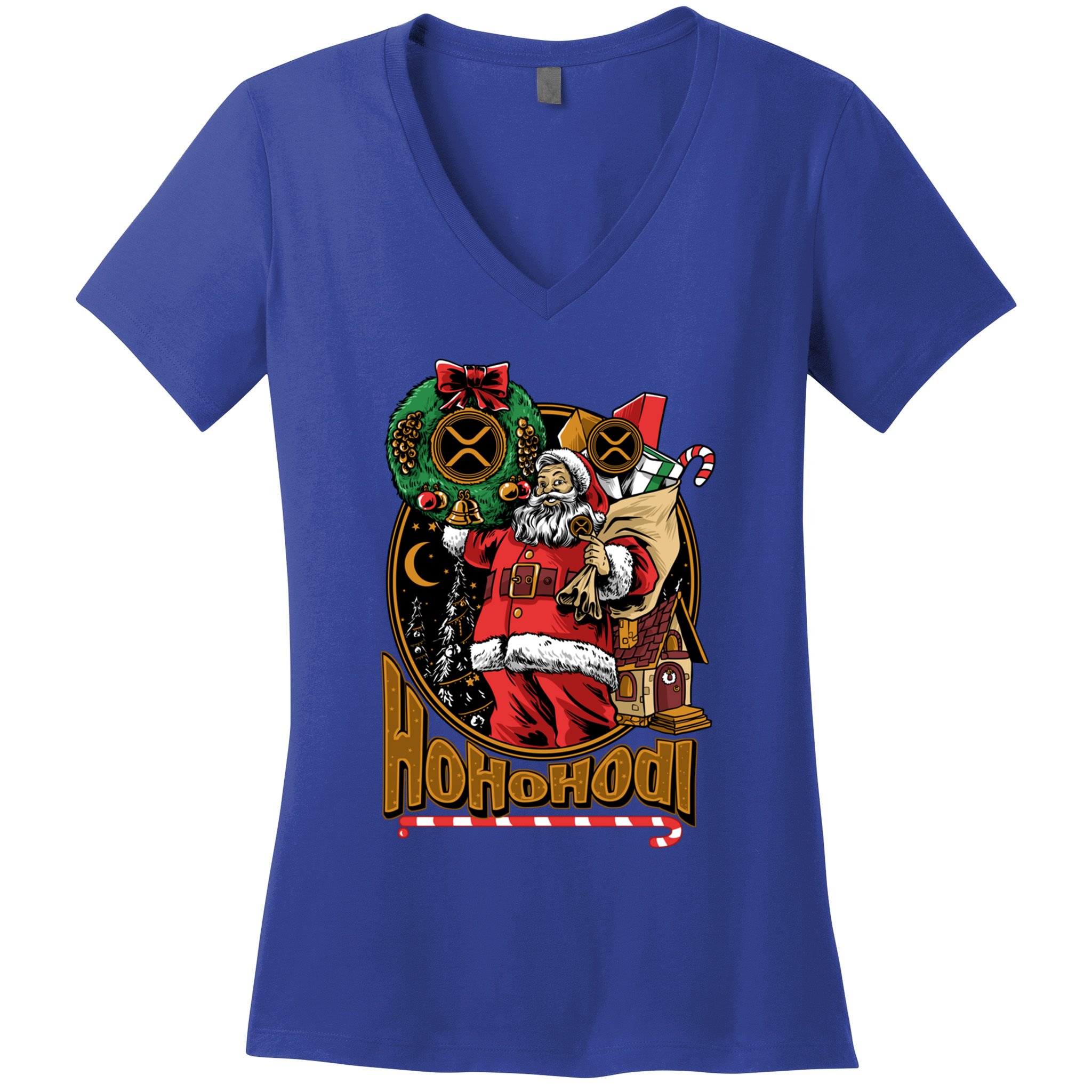 Funny Christmas Xrp Ripple Coin Crypto Currency Gear Gift Women's V-Neck T-Shirt