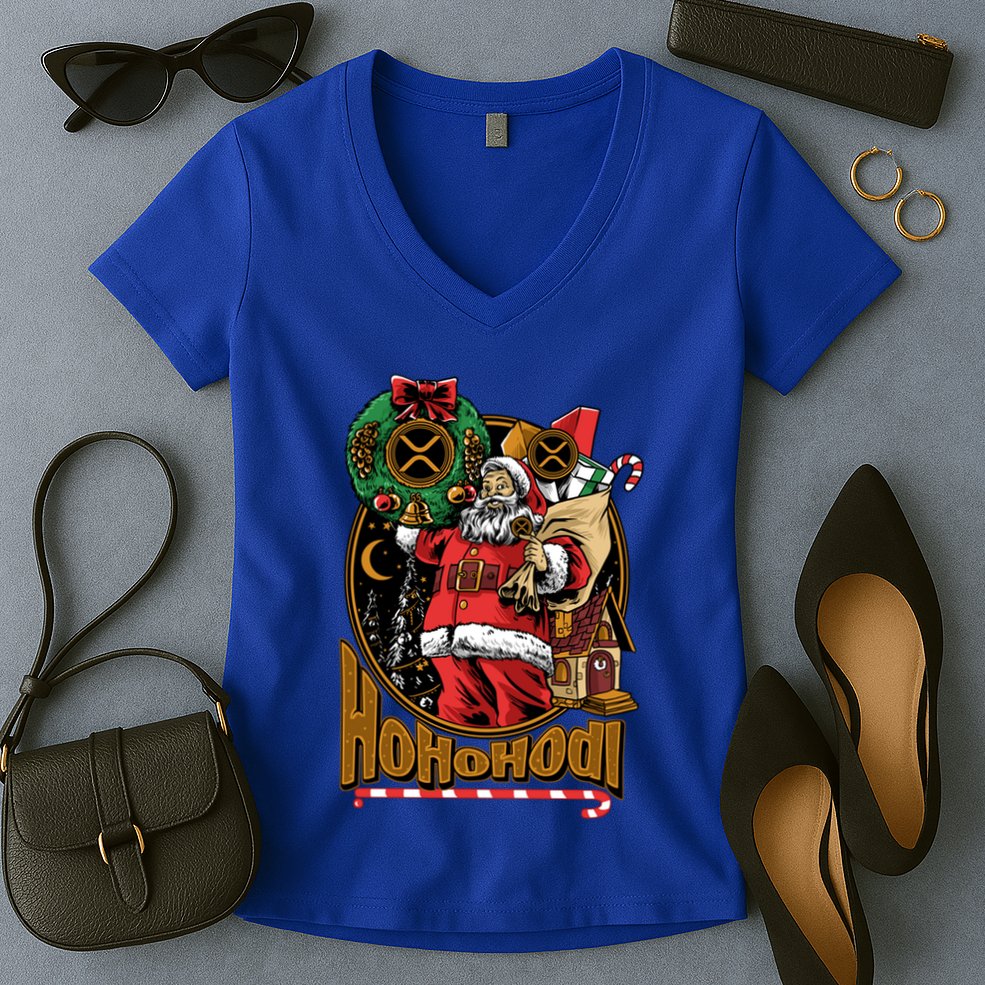 Funny Christmas Xrp Ripple Coin Crypto Currency Gear Gift Women's V-Neck T-Shirt