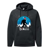 Funny Christmas Xmas Bigfoot Believe Sasquatch In Moon Light Performance Fleece Hoodie