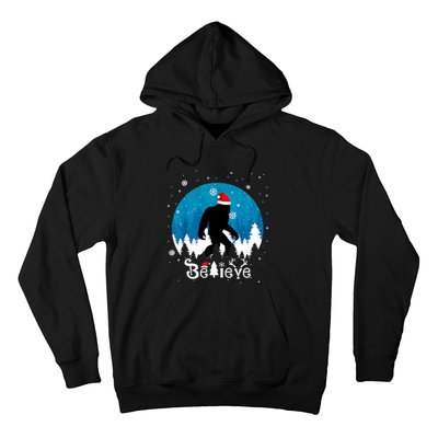 Funny Christmas Xmas Bigfoot Believe Sasquatch In Moon Light Hoodie