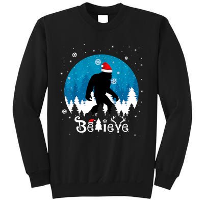 Funny Christmas Xmas Bigfoot Believe Sasquatch In Moon Light Sweatshirt