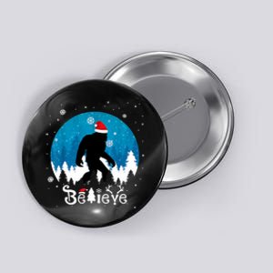 Funny Christmas Xmas Bigfoot Believe Sasquatch In Moon Light Button