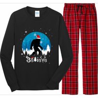 Funny Christmas Xmas Bigfoot Believe Sasquatch In Moon Light Long Sleeve Pajama Set