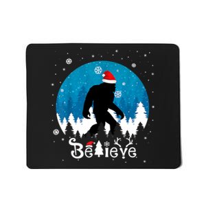 Funny Christmas Xmas Bigfoot Believe Sasquatch In Moon Light Mousepad