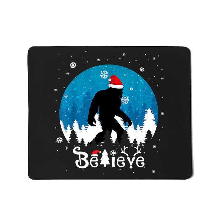 Funny Christmas Xmas Bigfoot Believe Sasquatch In Moon Light Mousepad