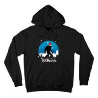 Funny Christmas Xmas Bigfoot Believe Sasquatch In Moon Light Tall Hoodie